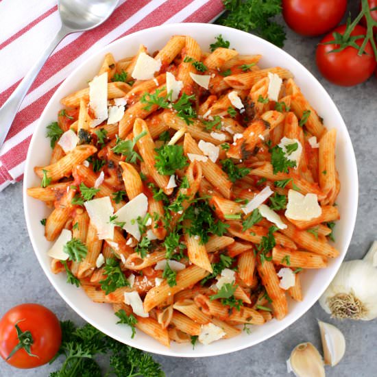 penne with green chile marinara