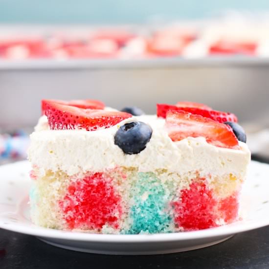 Easy Red, White and Blue Jello Cake
