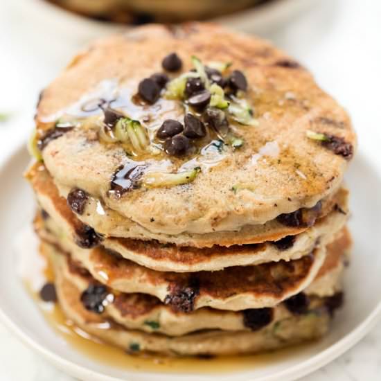 Zucchini Chocolate Chip Pancakes
