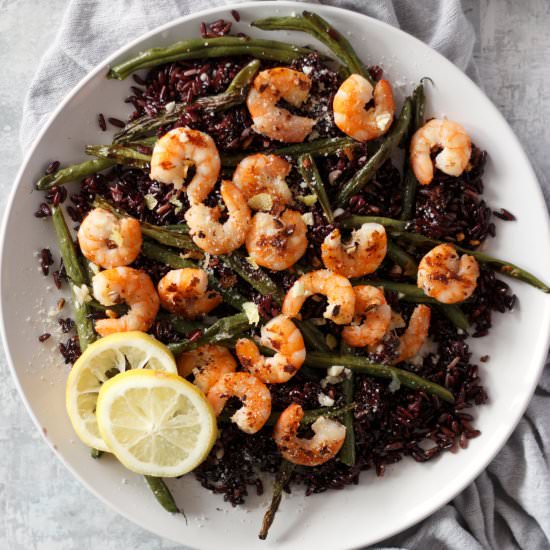 Lemon Garlic Shrimp, Rice and Beans