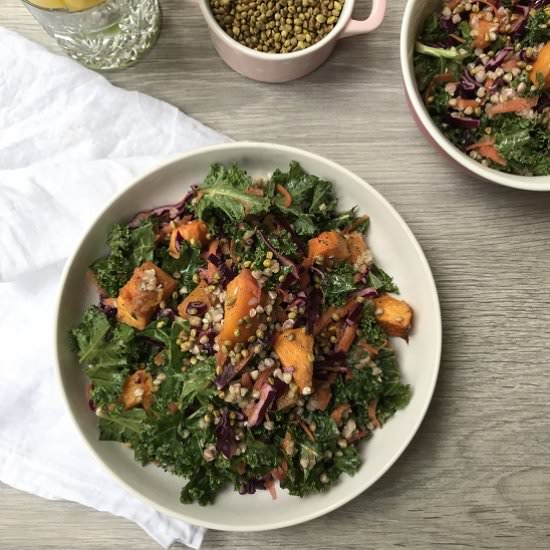 Roasted Squash and Kale Slaw Salad