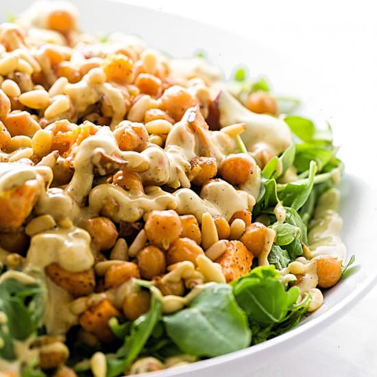 Arugula Sweet Potato Tahini Salad