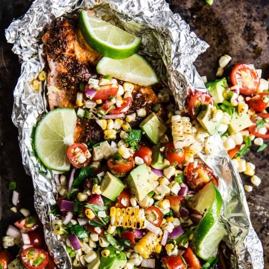 Grilled Salmon with Avocado Salad