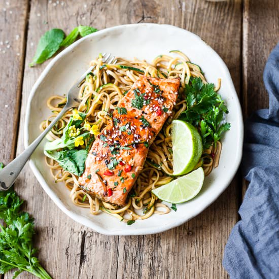 MAPLE GLAZED SALMON PAN FRIED WITH