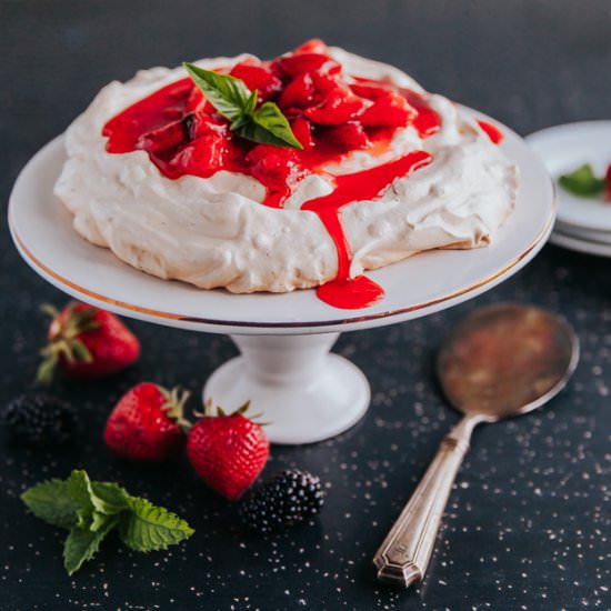 Strawberry Basil Pavlova