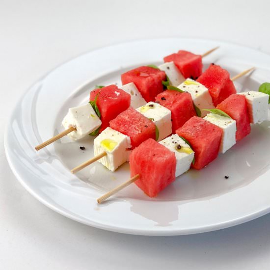 Watermelon and primosale skewers