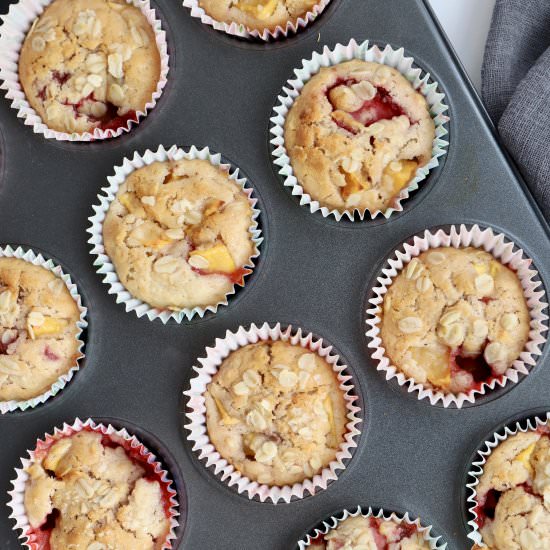 Strawberry Mango Oat Muffins