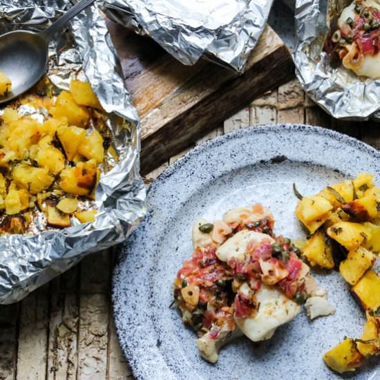 Grilled Halibut Cheek Pouches