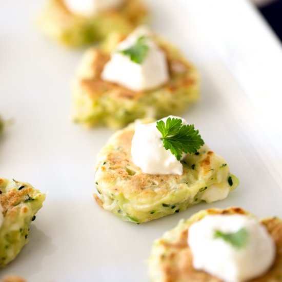 Zucchini Pancakes with Feta Cream
