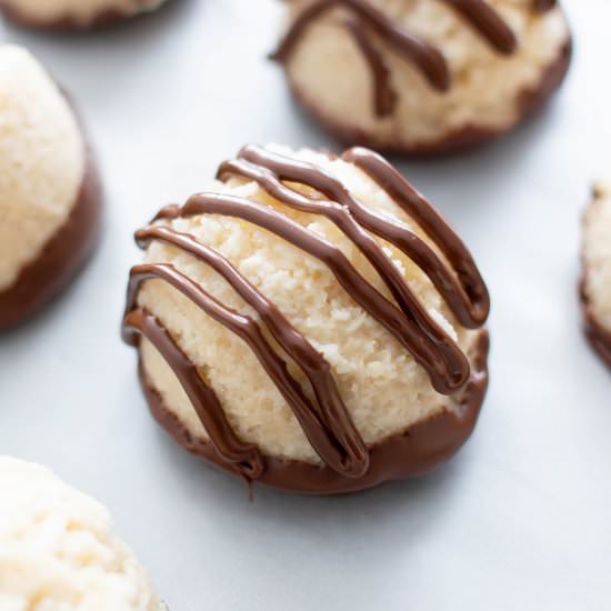 No Bake Chocolate Dipped Macaroons