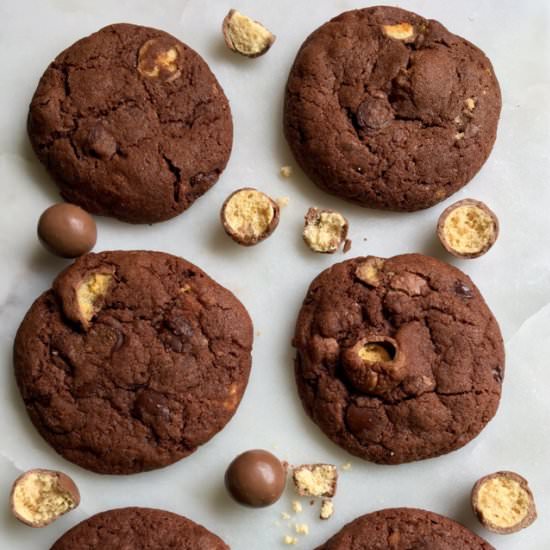 Double Chocolate Malteser Cookies