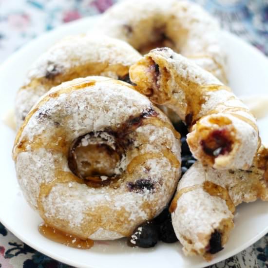 Maple Blueberry Powdered Doughnuts