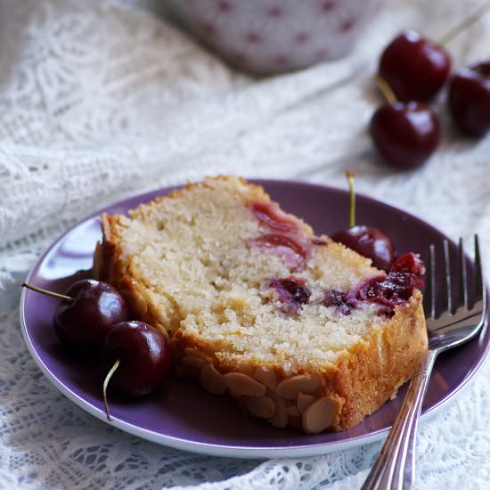 Eggless Cherry Almond Cake Recipe