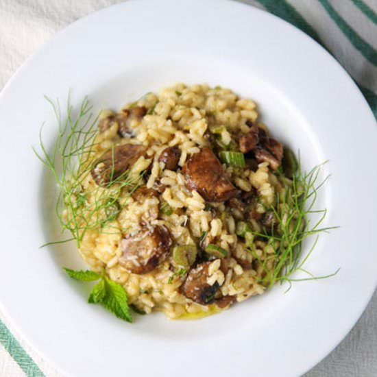 Fennel Mushrooms with Lemon Mint Risotto