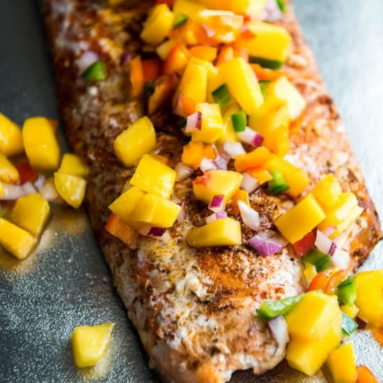 Blackened Salmon with Peach Salsa