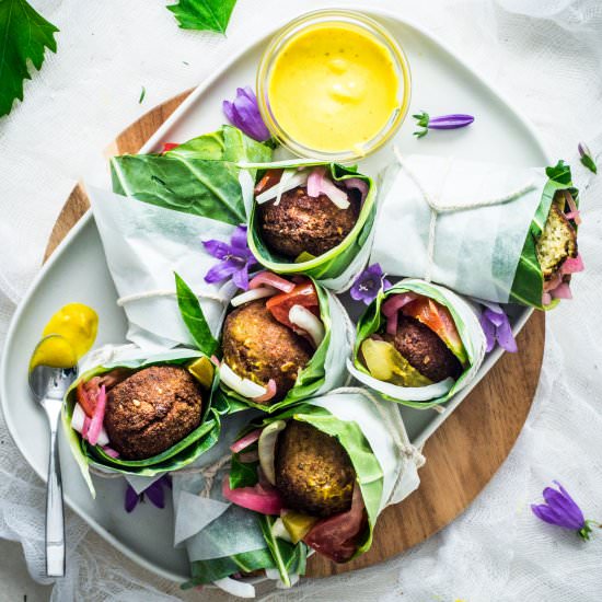 Sorrel Falafel Collard Wraps