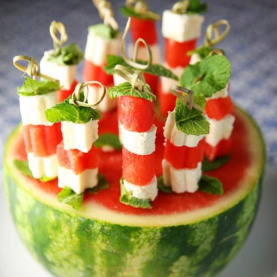Feta Mint Watermelon Skewers