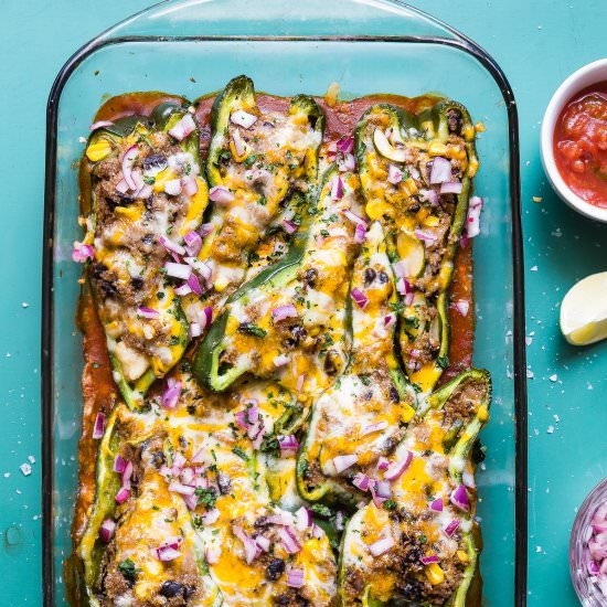 Veggie Stuffed Poblano Peppers