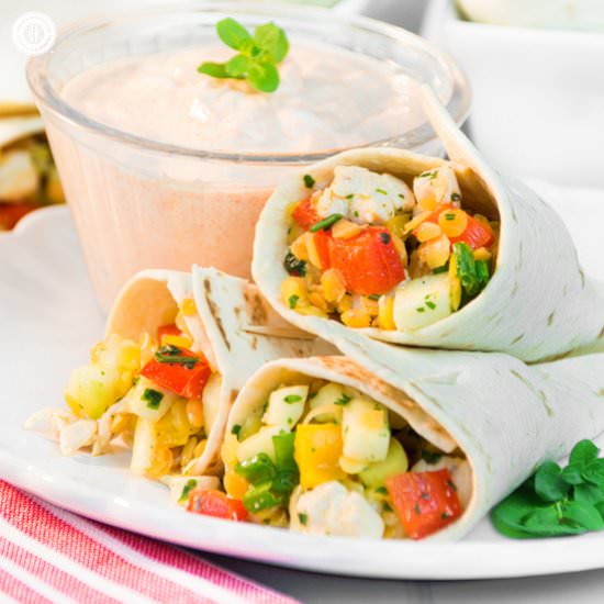 Chicken Lentil Tortilla Wraps