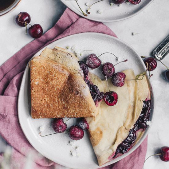 GLUTEN FREE CREPES WITH CHERRIES
