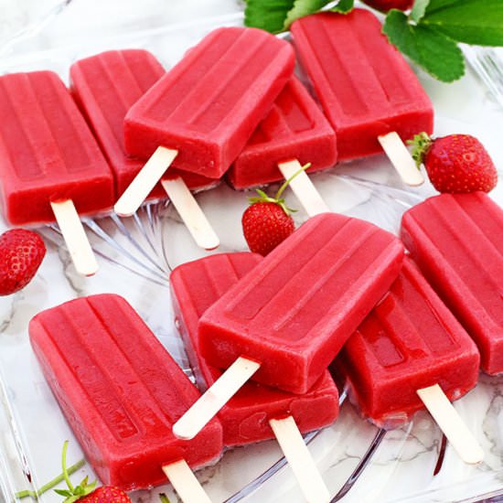 Healthy Strawberry Popsicles Recipe