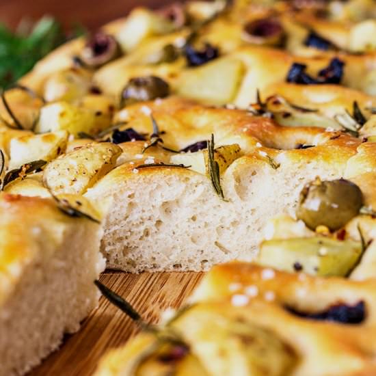 Potato foccacia + olives & rosemary