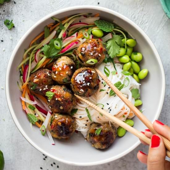 Lemongrass neatballs 2 ways (V,GF)