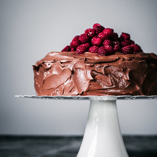Vegan Chocolate Raspberry Cake