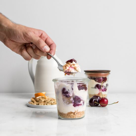Bourbon Cherry Cheesecake in a Jar