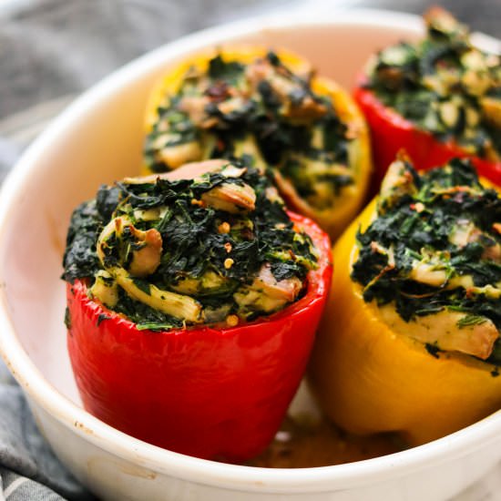 Spinach and Chicken Stuffed Peppers