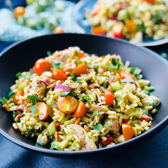 Roast chicken and orzo  salad