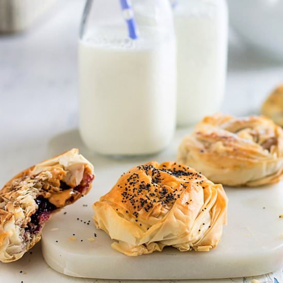 Peanut Butter Jelly Fillo Doughnuts