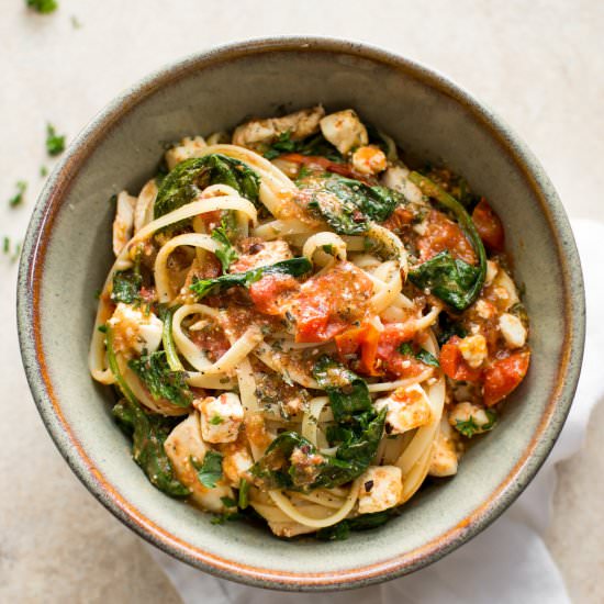 Chicken Feta Spinach Pasta