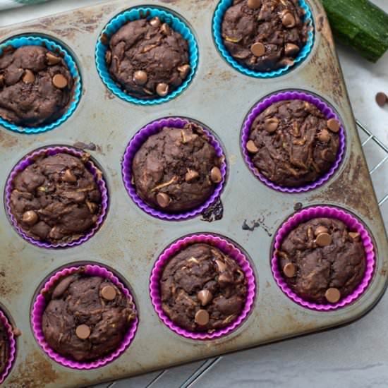 Skinny Chocolate Zucchini Muffins