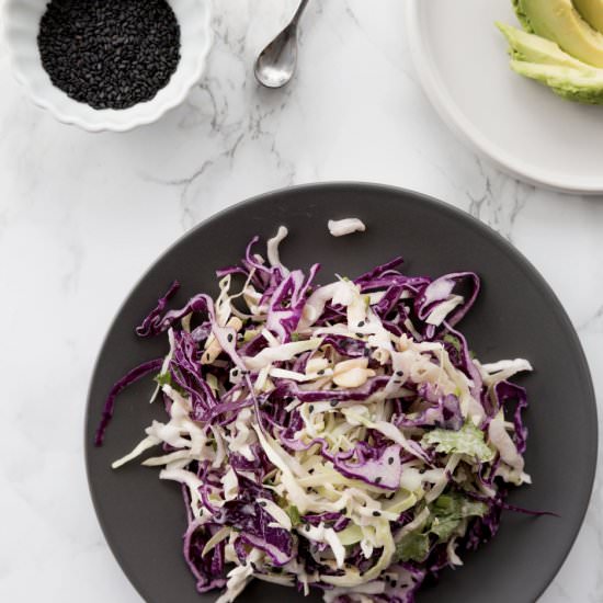 Spiralized Ginger Tahini Cabbage