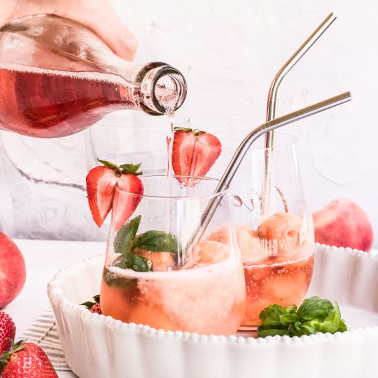 Strawberry Peach Sorbet Rosé Float