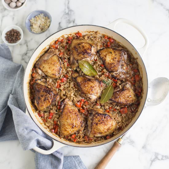 Onepot jerk chicken with spicy rice