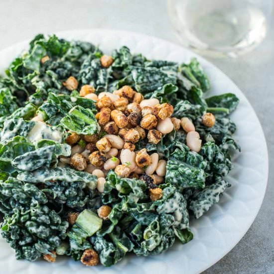 Kale Salad with Roasted Chickpeas
