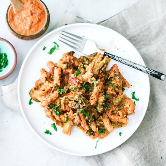 Instant pot pasta + romesco