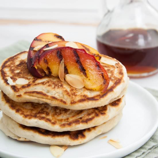Vegan Pancakes with Grilled Peaches