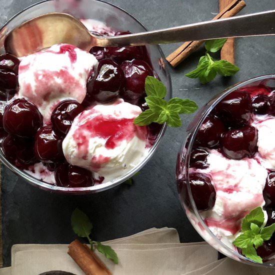 not-sweet cherry & red wine sundae