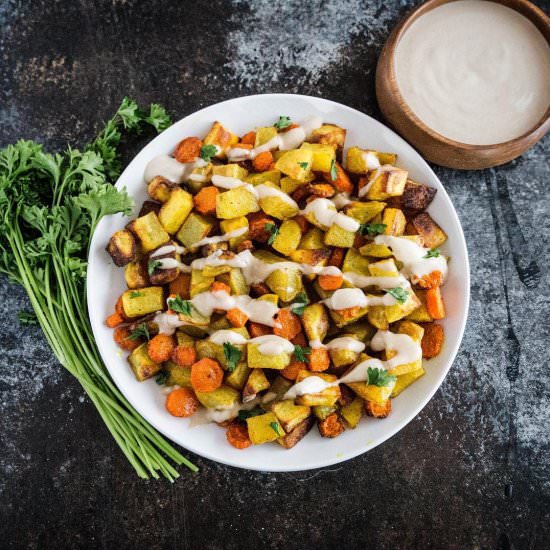 Crispy Roasted Potatoes and Carrots
