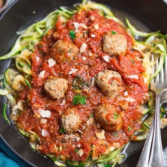 Zucchini Noodles with Meatballs