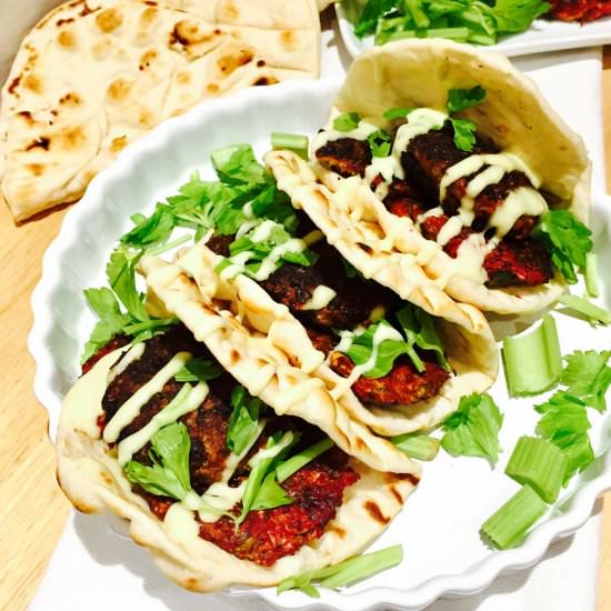 Beetroot and Halloumi cheese burger