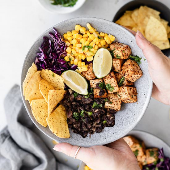 Mexican Black Bean + Tofu Bowls