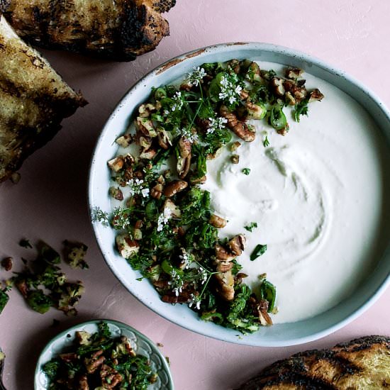 Feta Dip with Pecan Dill Gremolata