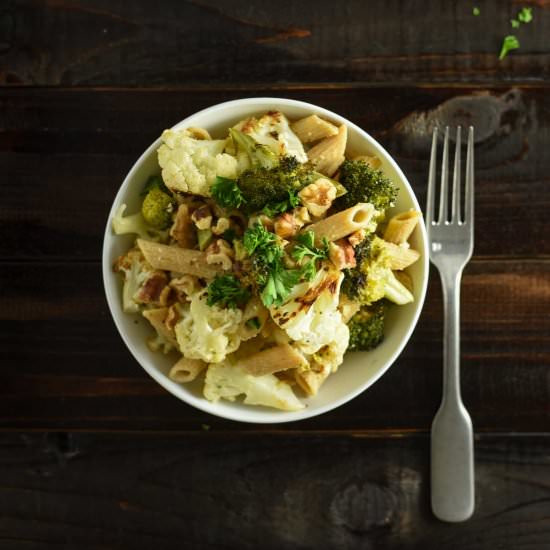 Roasted Broccoli Cauliflower Pasta