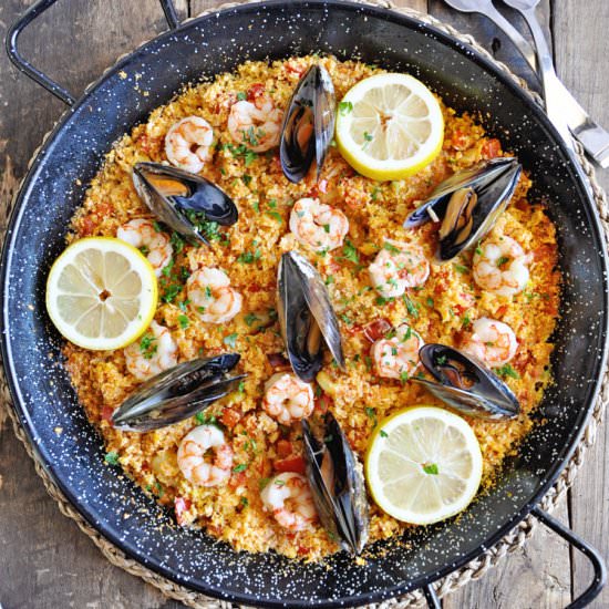 Cauliflower Rice Seafood Paella
