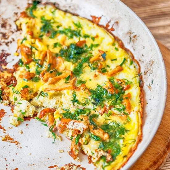 Fresh omelet with mushrooms