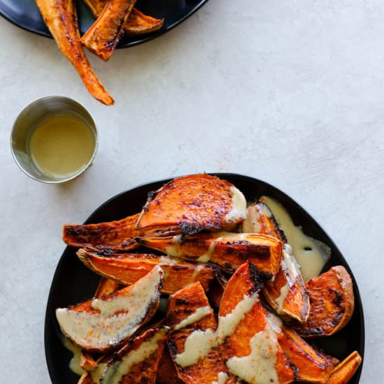 Sweet Potato Wedges With Tahini